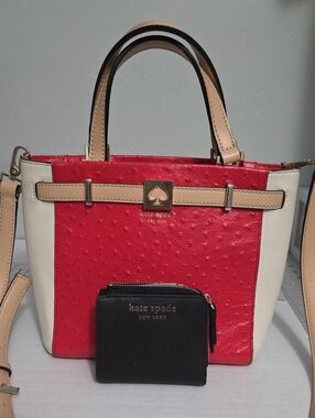 kate spade Red, Cream & Tan Leather Satchel And Wallet.